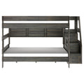 Modern Farmhouse Queen Over Queen Bunk Bed With Stairs & Bookcase