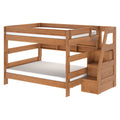 Modern Farmhouse Queen Over Queen Bunk Bed With Stairs & Bookcase