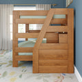 Modern Farmhouse Queen Over Queen Bunk Bed With Stairs & Bookcase