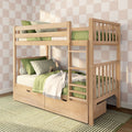 Scandinavian Twin Over Twin Bunk Bed With Storage Drawers
