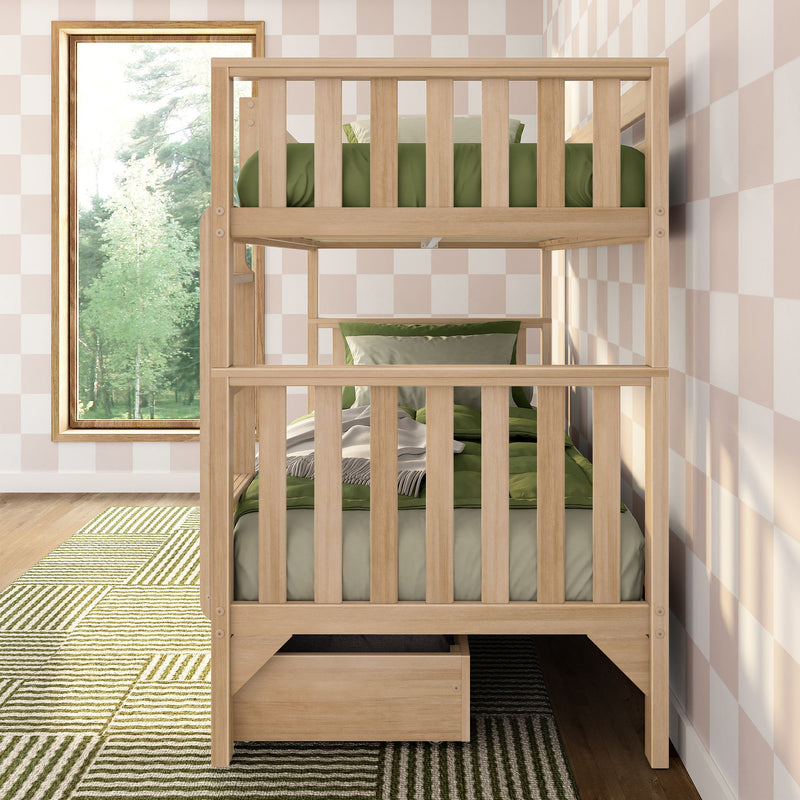 Scandinavian Twin Over Twin Bunk Bed With Storage Drawers