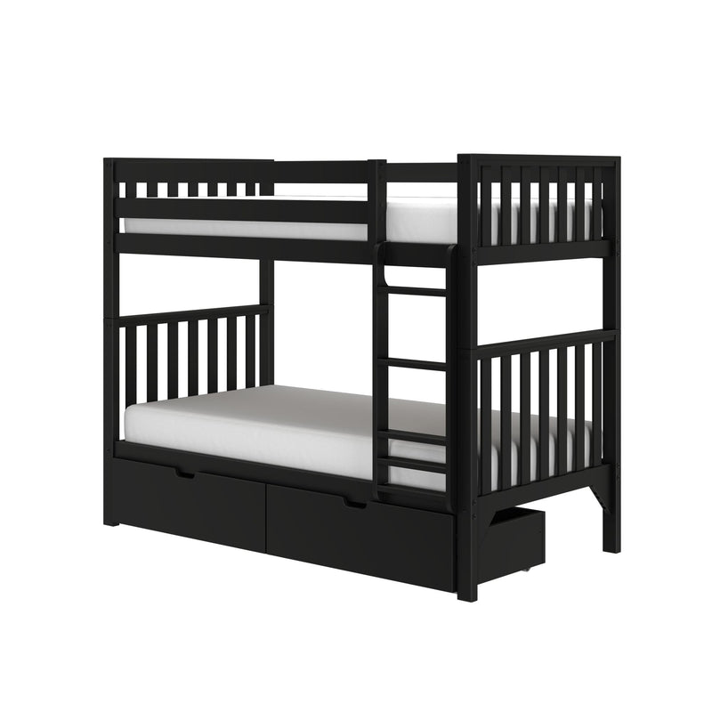 Scandinavian Twin Over Twin Bunk Bed With Storage Drawers