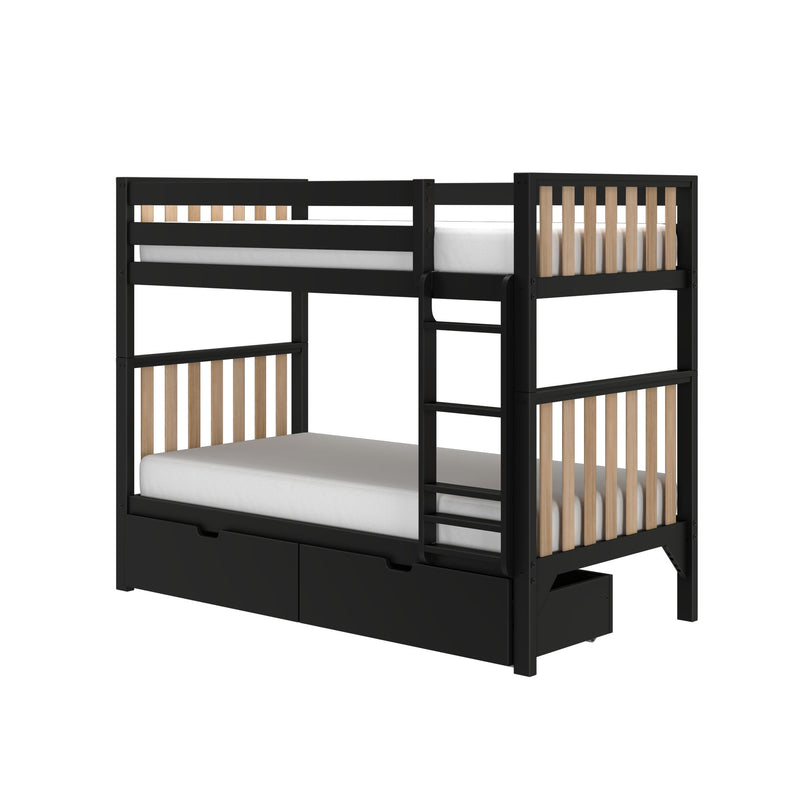 Scandinavian Twin Over Twin Bunk Bed With Storage Drawers