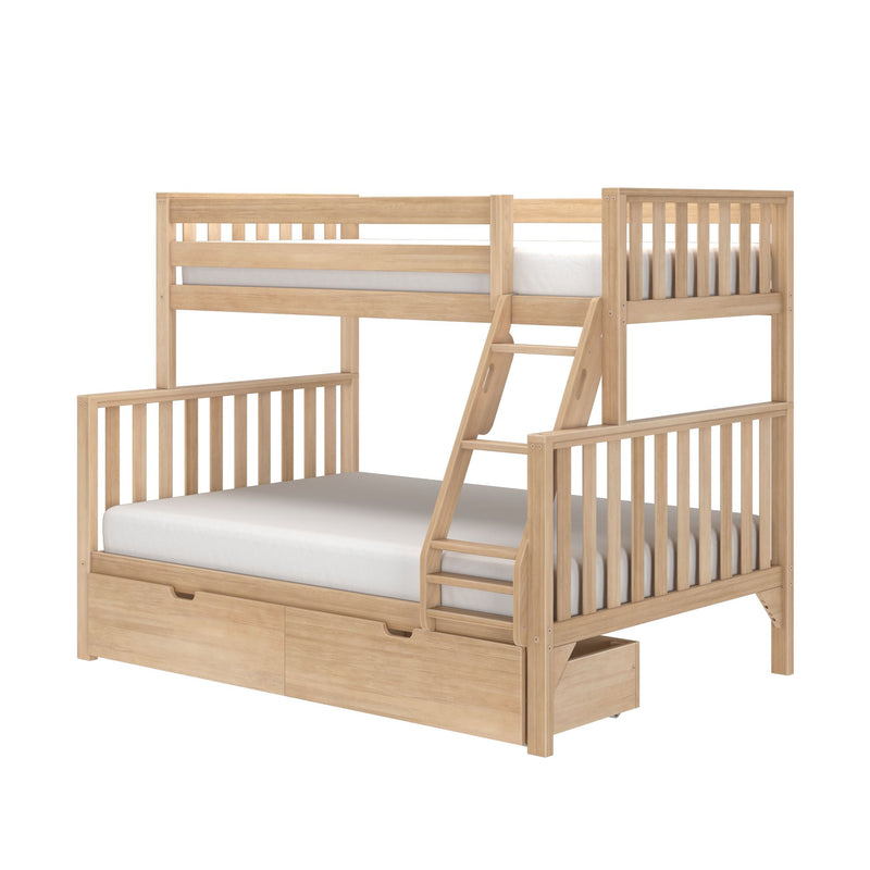 Scandinavian Twin Over Full Bunk Bed With Storage Drawers