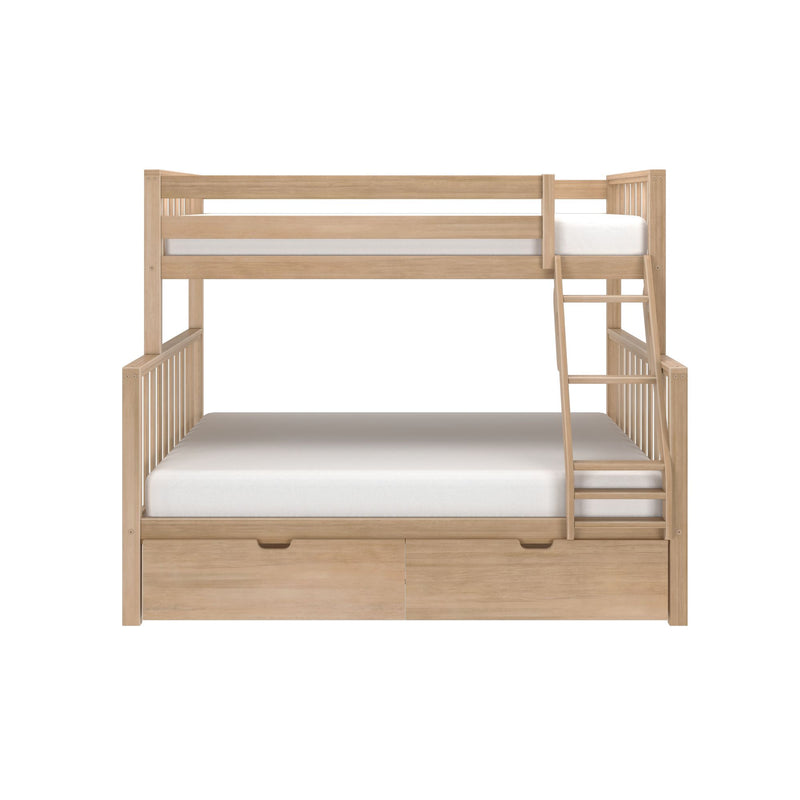 Scandinavian Twin Over Full Bunk Bed With Storage Drawers