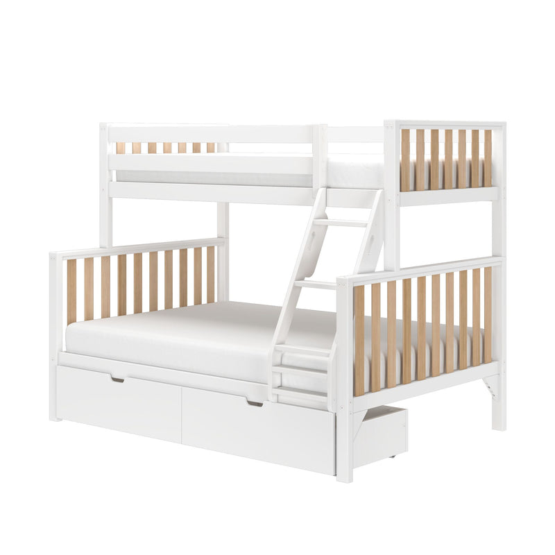 Scandinavian Twin Over Full Bunk Bed With Storage Drawers