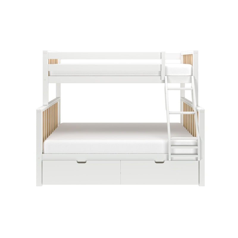 Scandinavian Twin Over Full Bunk Bed With Storage Drawers