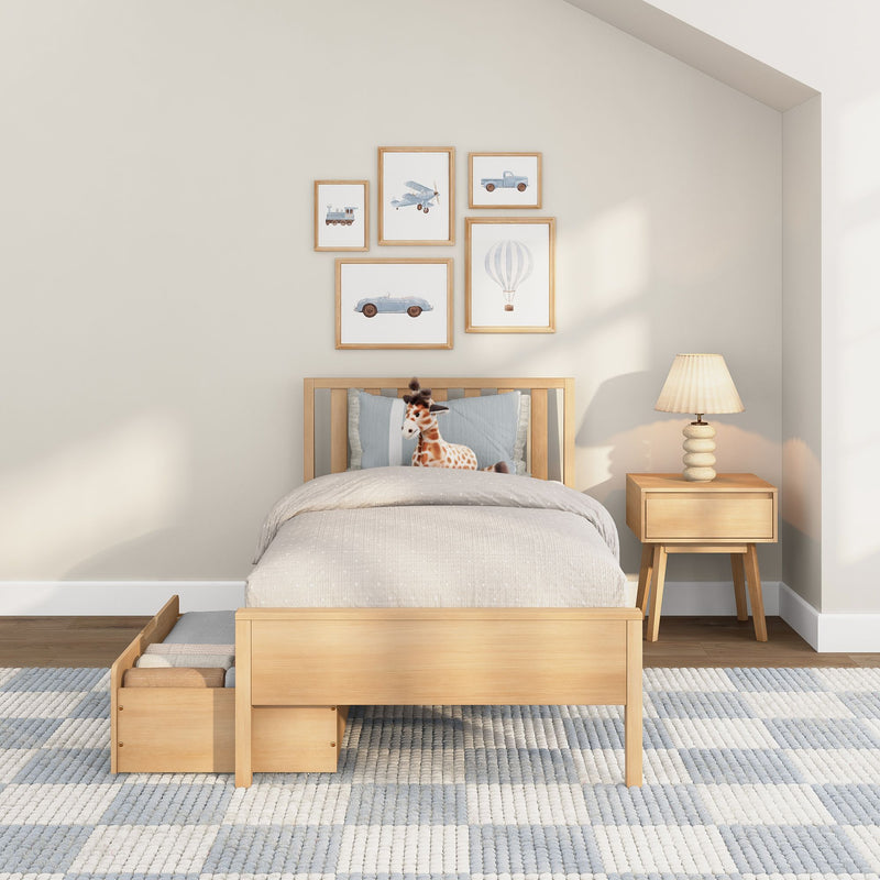 Scandinavian Twin Bed with Underbed Storage Drawers