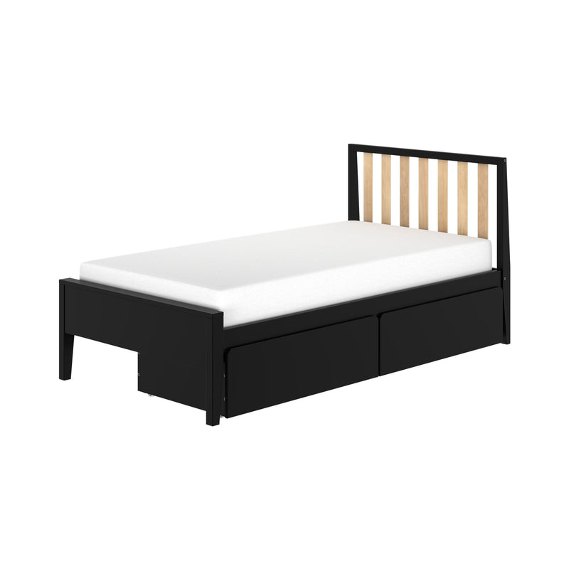 Scandinavian Twin Bed with Underbed Storage Drawers