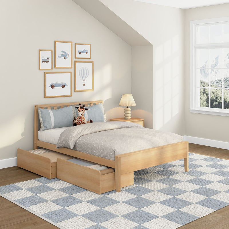 Scandinavian Full Bed with Underbed Storage Drawers