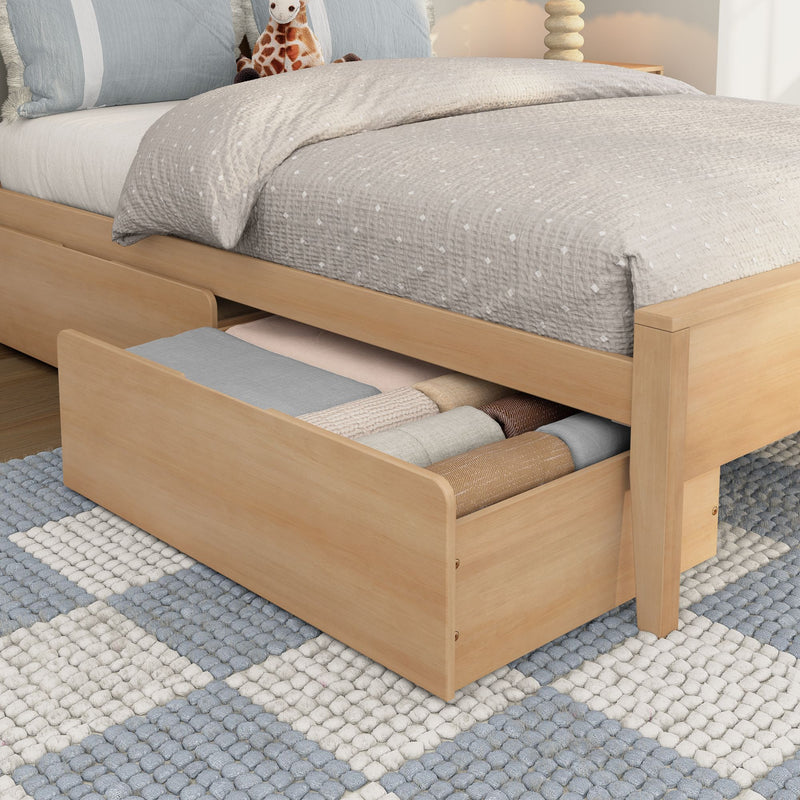 Scandinavian Full Bed with Underbed Storage Drawers