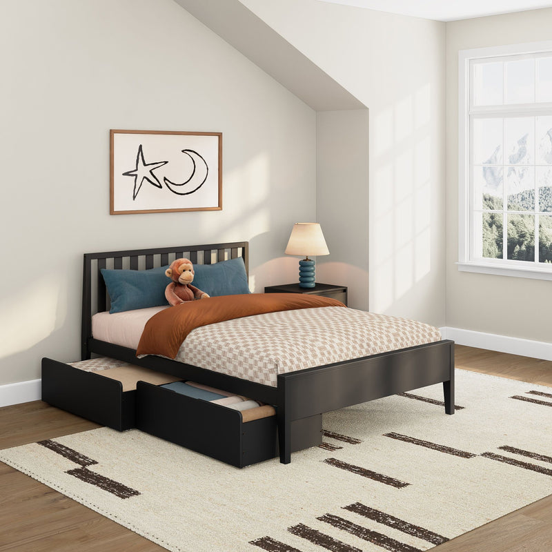 Scandinavian Full Bed with Underbed Storage Drawers