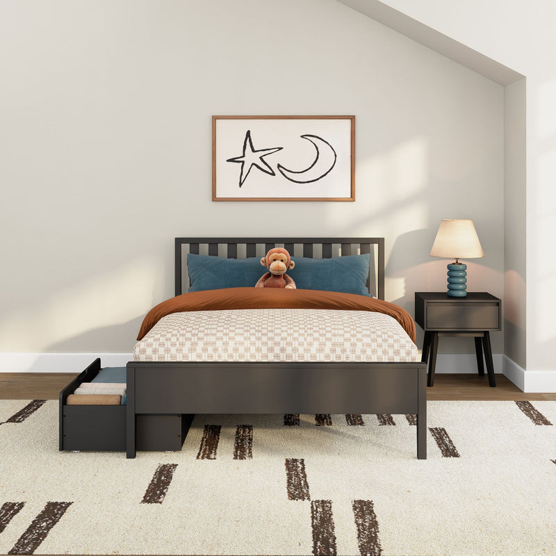 Scandinavian Full Bed with Underbed Storage Drawers