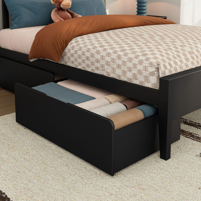 Scandinavian Full Bed with Underbed Storage Drawers