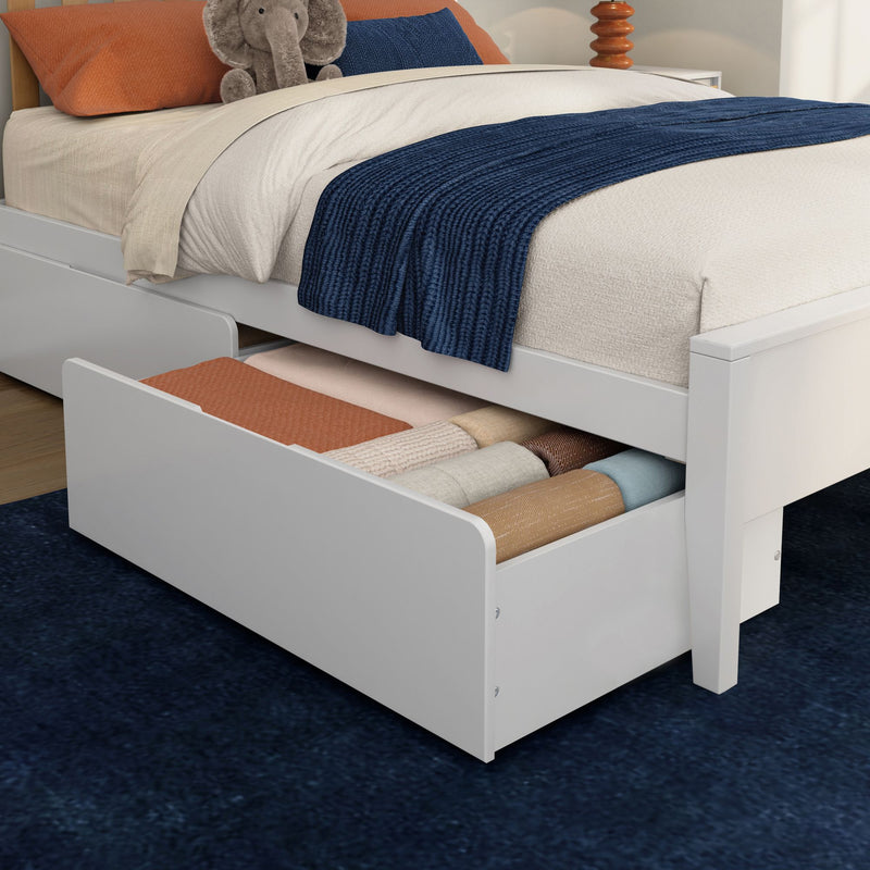 Scandinavian Full Bed with Underbed Storage Drawers
