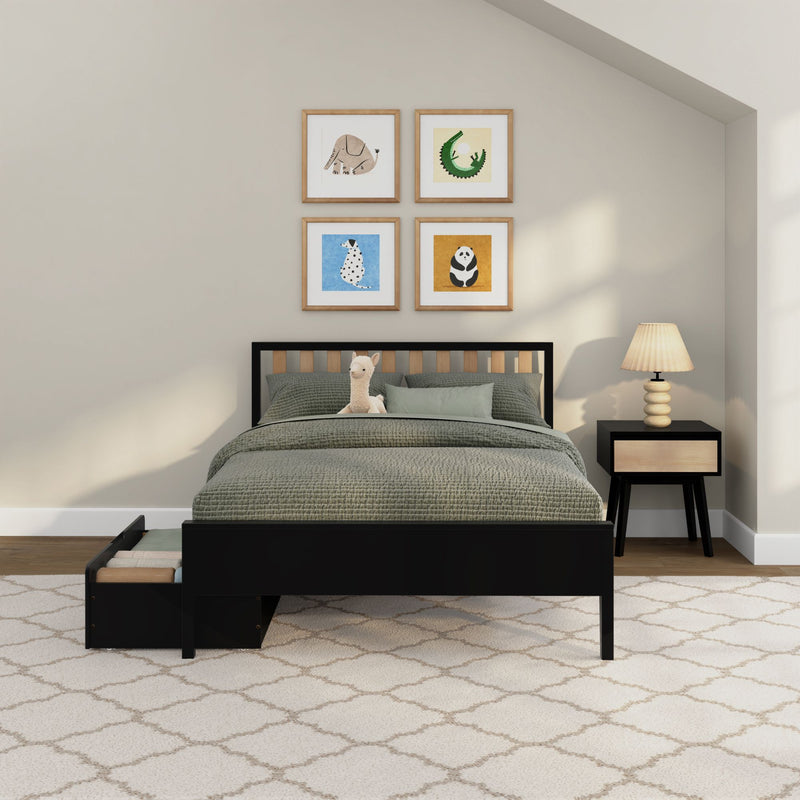 Scandinavian Full Bed with Underbed Storage Drawers