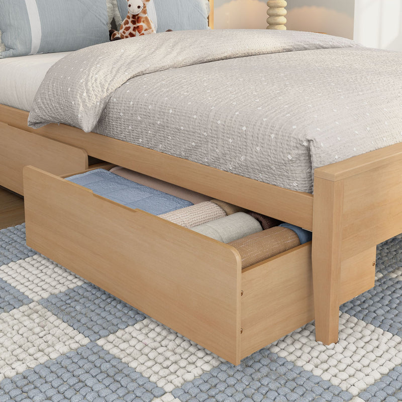 Scandinavian Queen Bed with Underbed Storage Drawers