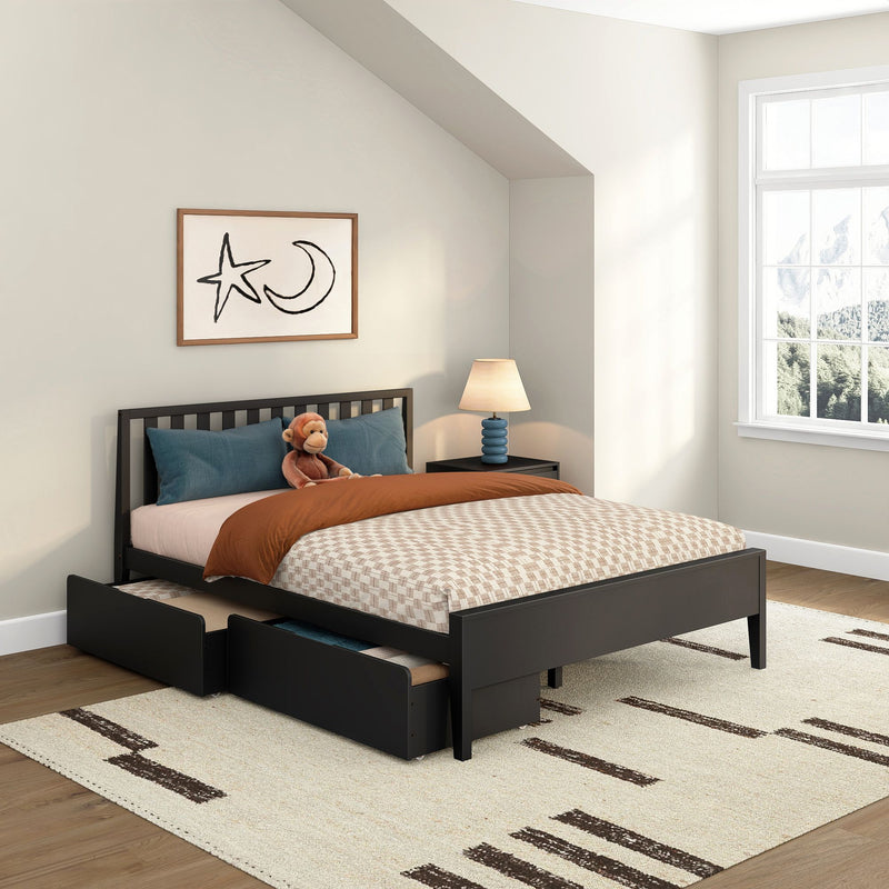 Scandinavian Queen Bed with Underbed Storage Drawers