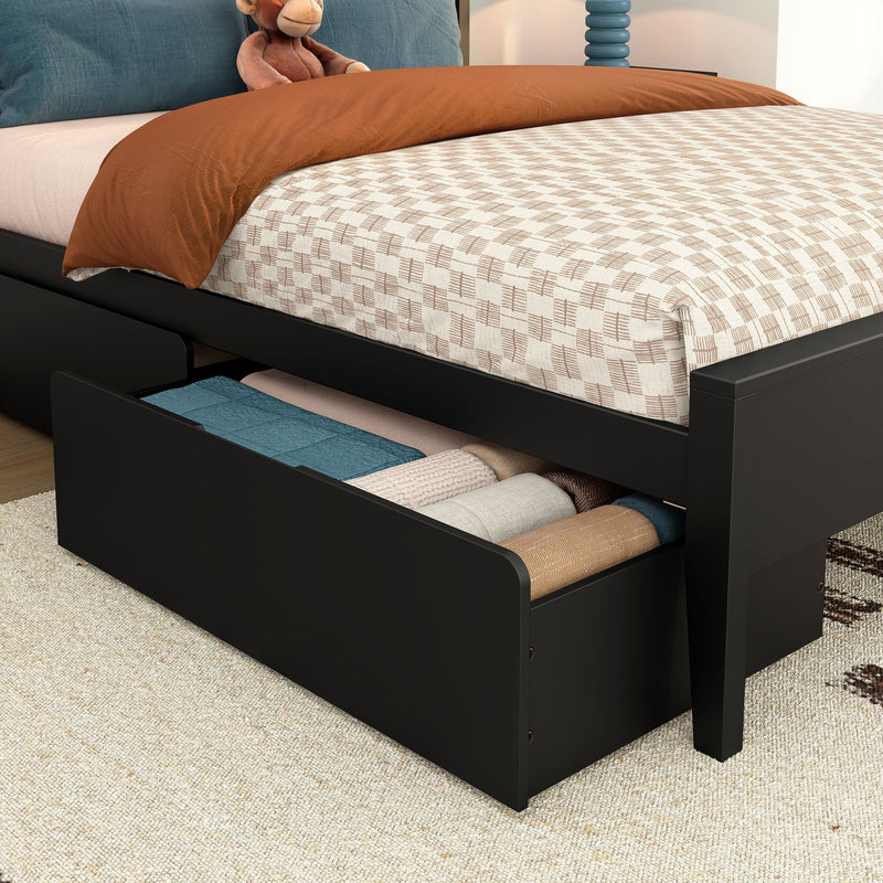 Scandinavian Queen Bed with Underbed Storage Drawers
