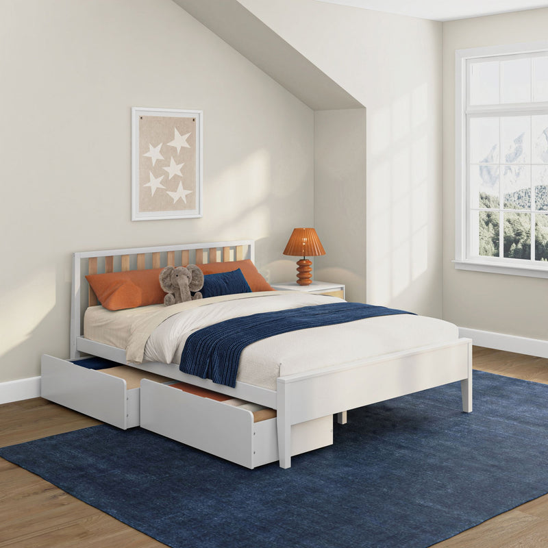 Scandinavian Queen Bed with Underbed Storage Drawers