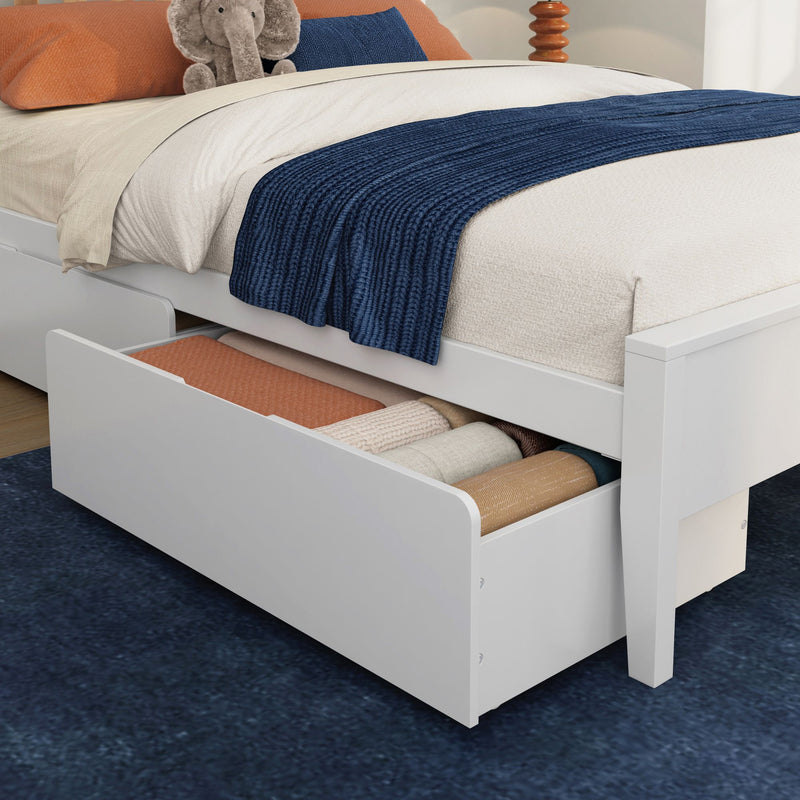 Scandinavian Queen Bed with Underbed Storage Drawers