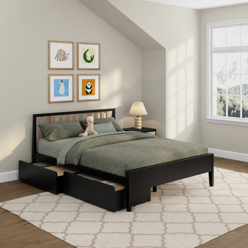Scandinavian Queen Bed with Underbed Storage Drawers