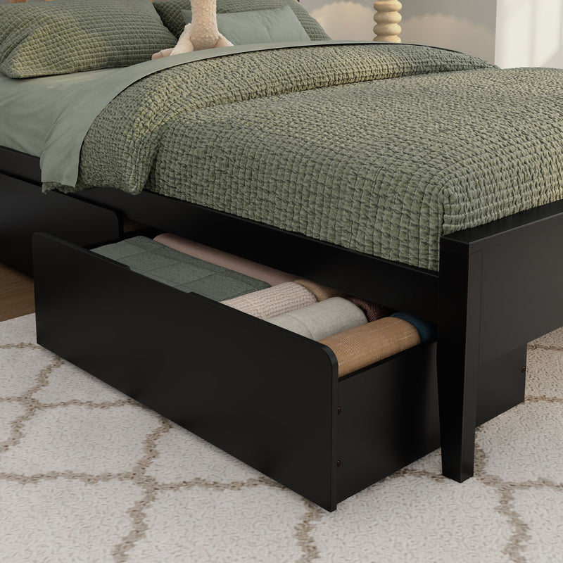 Scandinavian Queen Bed with Underbed Storage Drawers